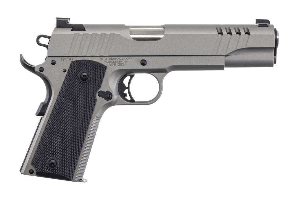 Handguns Auto Ordnance 1911 Stainless 45ACP 1911 45ACP STAINLESS 7+1 NS • 7+1 | BLACK RUBBER GRIPS • Model: 1911 Stainless